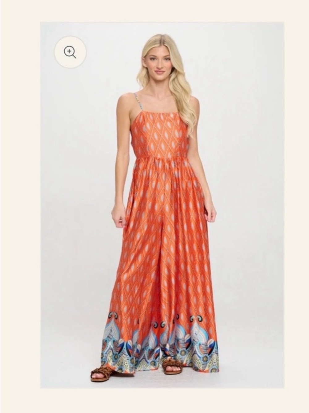 Orange Patterned jumpsuit Meet me in Santorini